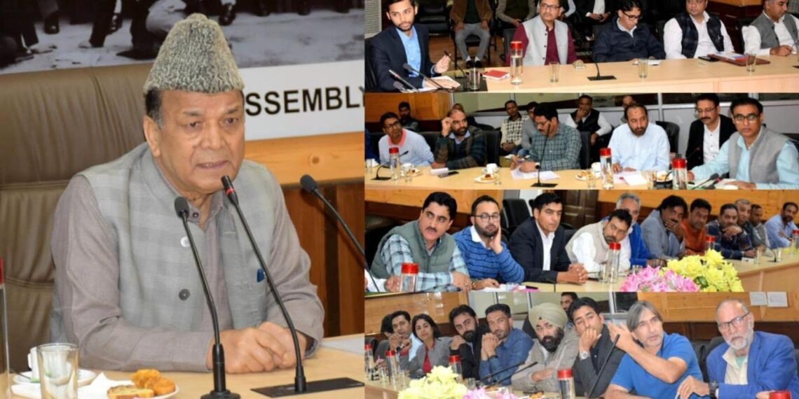 Speaker engages with media persons in pre-Assembly session talks