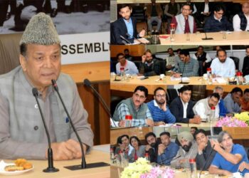 Speaker engages with media persons in pre-Assembly session talks