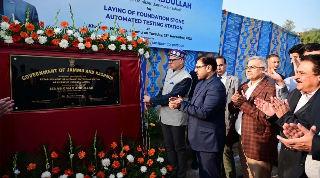 CM Omar lays foundation of ATS at Nagrota