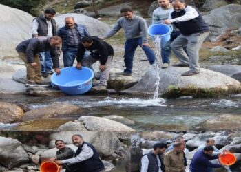 Fisheries Deptt Kupwara stocks Brown Trout Fingerlings