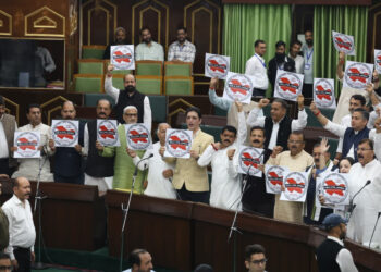 BJP MLAs protest, seek NLU in Jammu