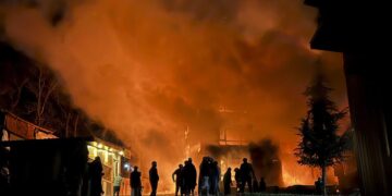 Hotel damaged in Pahalgam fire