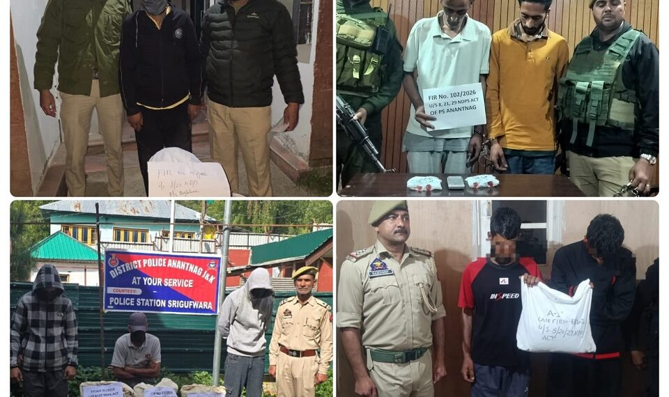 === Nasha-Mukt J&K Abhiyan ===  13 drug peddlers arrested across Kashmir, contraband seized