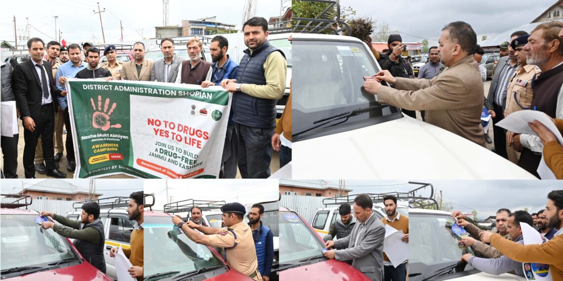 Sticker pasting, awareness drive in Shopian
