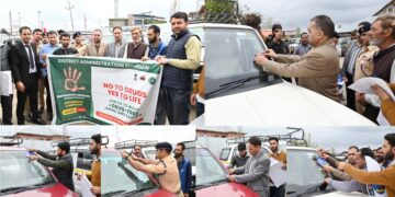 Sticker pasting, awareness drive in Shopian