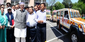 CM Omar flags off ambulances, healthcare equipment