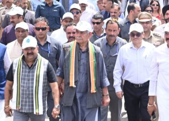 Lieutenant Governor Manoj Sinha flags off Padyatra from MA Stadium Jammu on Saturday as he launches historic mass movement for drug-free Jammu & Kashmir