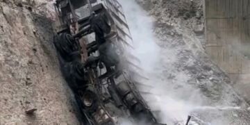 2 killed as truck plunges into nallah, catches fire