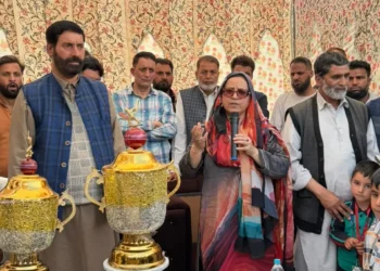 Sakeena Itoo inaugurates Shaheed Wali Mohammad Itoo Memorial Cricket Tournament at DH Pora Kulgam