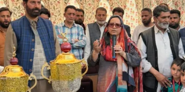 Sakeena Itoo inaugurates Shaheed Wali Mohammad Itoo Memorial Cricket Tournament at DH Pora Kulgam