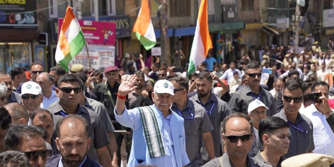 3 columns LEAD  === Nasha Mukt Abhiyan ===  J&K no more safe haven for those profiting from people’s sufferings: LG Sinha  