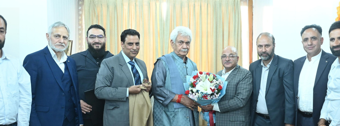 A delegation of Civil Society Forum Kashmir Health called on Lieutenant Governor Manoj Sinha on Monday. The members hailed the Nasha Mukt J&K campaign aimed at eradicating the drug menace from the Union Territory.