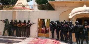 SANJY : SOG, NSG hold joint anti-terror drill at Raghunath Mandir