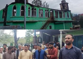Rahim Rather visits fire affected Dara-ul-aloom site in Pakherpora