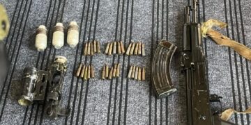 AK-47, hand grenades, UBGL recovered during CASO in Sopore