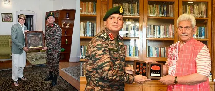 Army Chief calls on LG Sinha, CM Omar