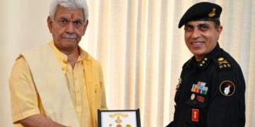 Major General Mukesh Bhanwala, Inspector General (Operations), National Security Guard (NSG) called on Lieutenant Governor Manoj Sinha on Thursday