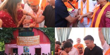 Raksha Bandhan : Women tie Rakhis to DC Anantnag, officers at Prachin Shiv Temple Thajiwara Bijbehara
