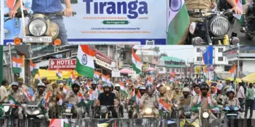 Mega Tiranga bike rally held in Shopian