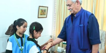 LG Sinha celebrates Raksha Bandhan with DPS Baramulla students