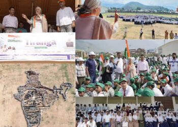 District Admin Bandipora marks Har Ghar Tiranga culmination with giant Map of India at SK Stadium