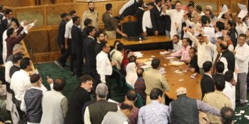Chaos in J&K Assembly over statehood resolution tabled by CM