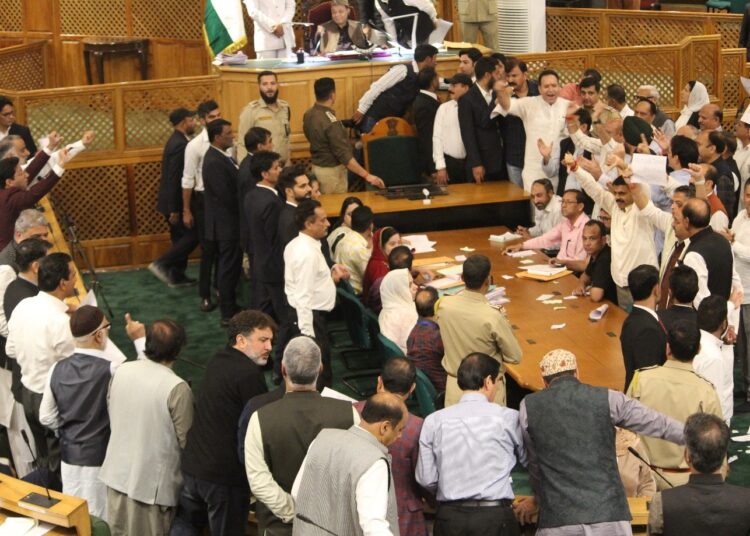Chaos in J&K Assembly over statehood resolution tabled by CM