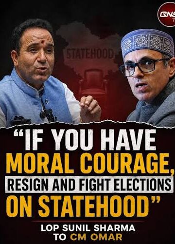 LoP Sharma dares CM Omar to resign, seek fresh mandate on statehood issue