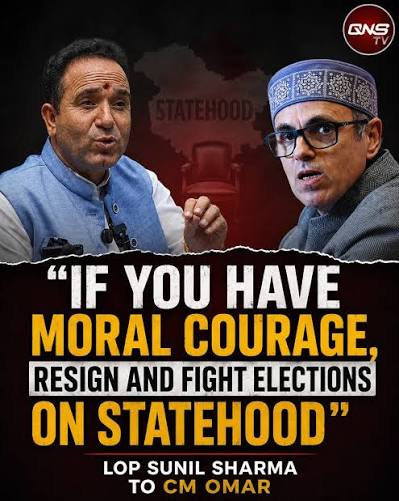 LoP Sharma dares CM Omar to resign, seek fresh mandate on statehood issue