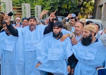 Mubarak Gul supporters protest cabinet snub in Srinagar