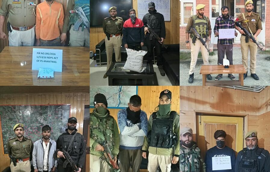 Police apprehend 6 drug peddlers in Anantnag
